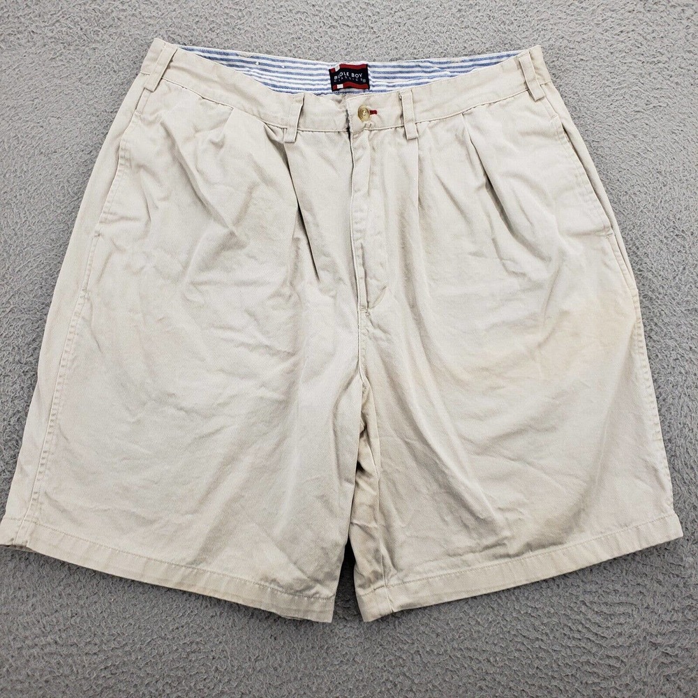 Bugle Boy Shirt Mens 36 Tan Vintage Khaki Pleated Classics Pockets 9"‎ Inseam